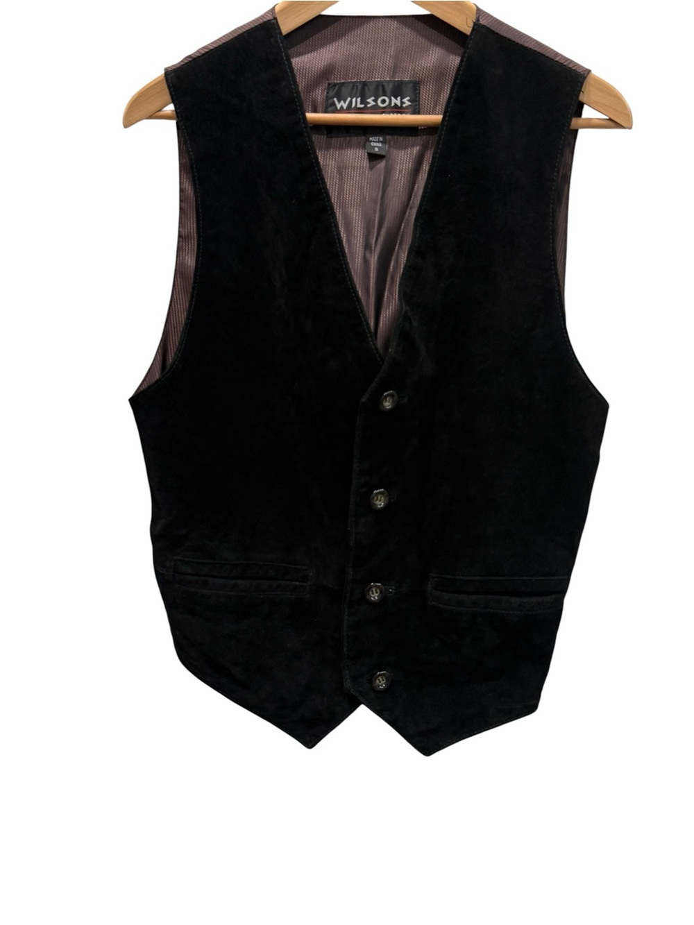 Vintage Wilsons Leather Black Suede Vest Genuine Leather Western Men’s Small